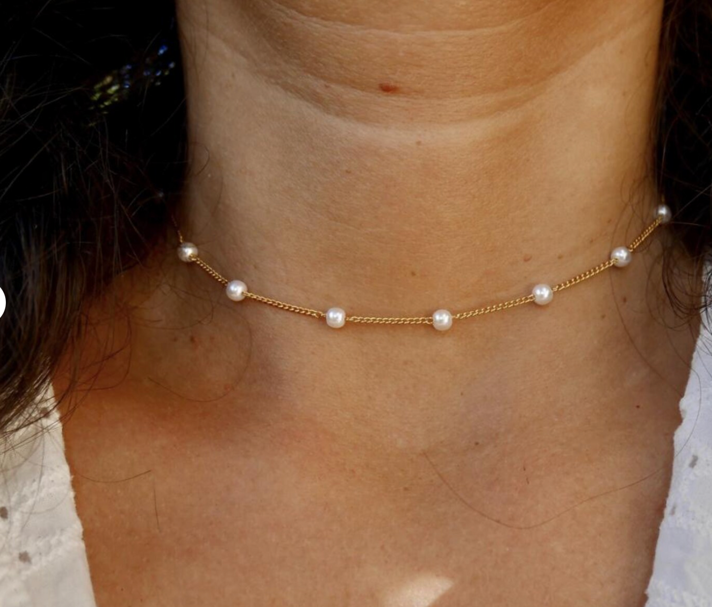 Lot de 2 colliers long lasso Y - Perles de culture blanches - Plaqué or - Ras du cou - Doré et blanc - Bijoux Mariage - Demoiselle d'honneur