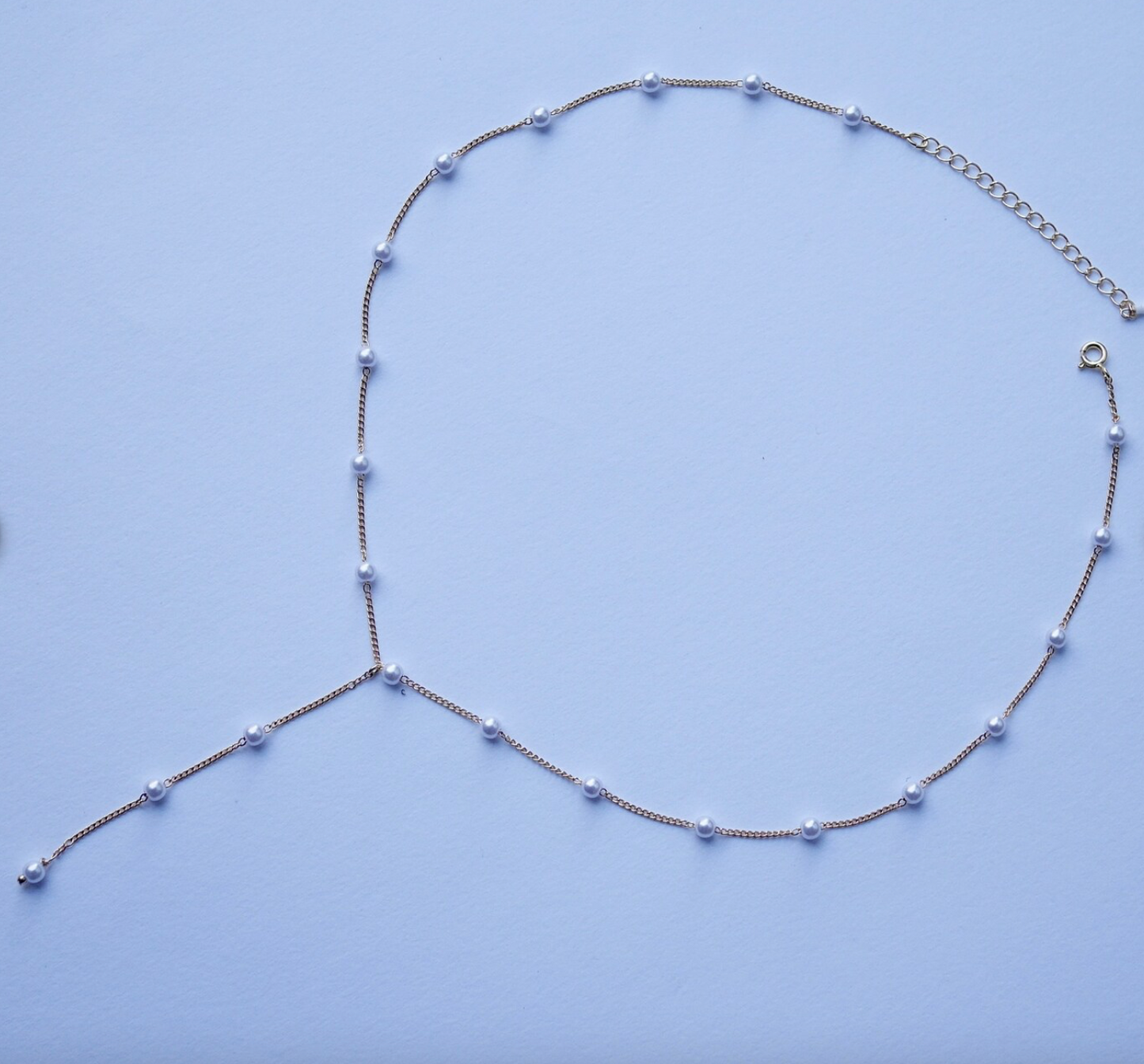 Lot de 2 colliers long lasso Y - Perles de culture blanches - Plaqué or - Ras du cou - Doré et blanc - Bijoux Mariage - Demoiselle d'honneur