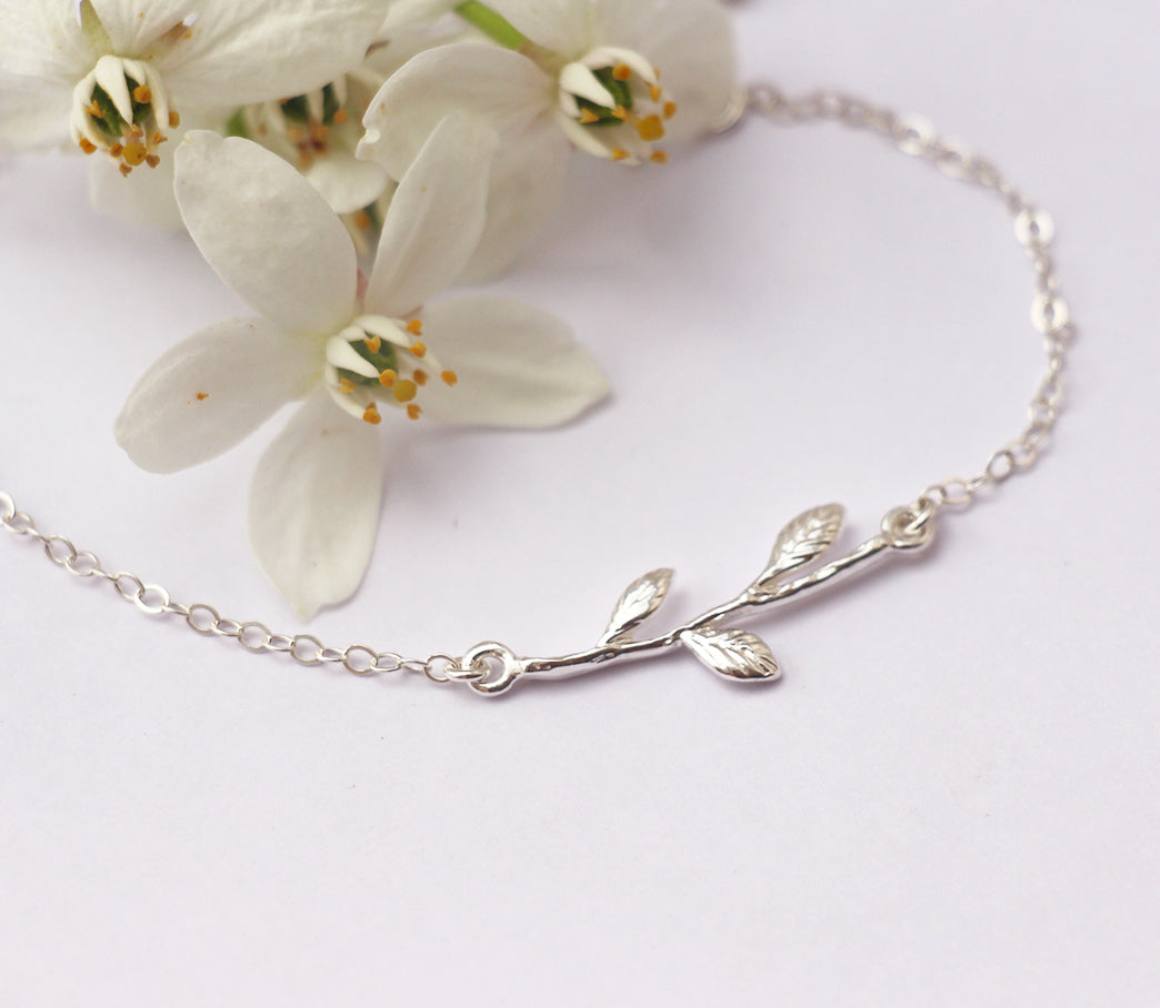 Bracelet Myosotis - Branches feuilles - Argent 925