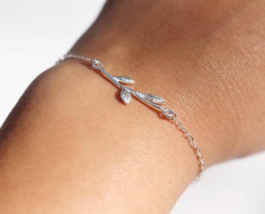 Bracelet Myosotis - Branches feuilles - Argent 925