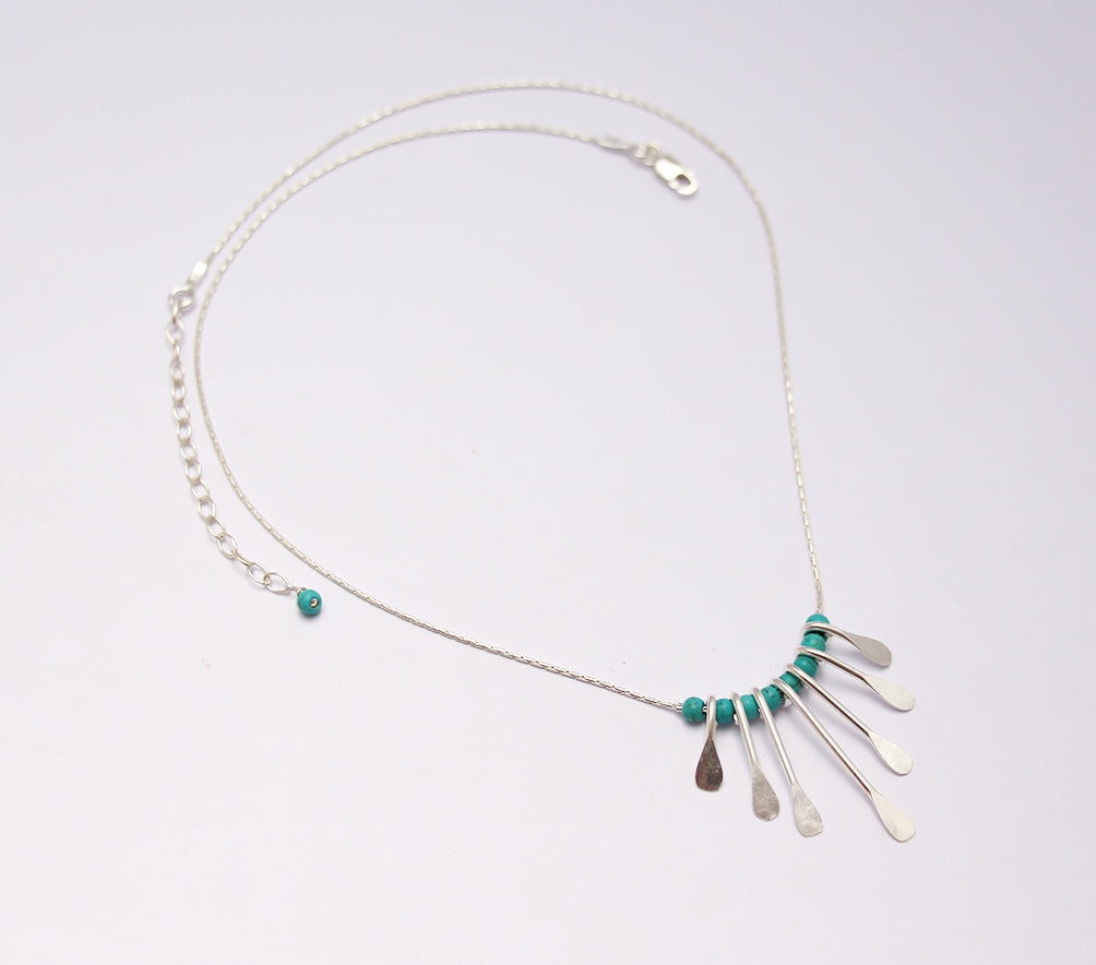 Collier Olympe - Goutte Paddle - Perles Turquoise - Argent 925