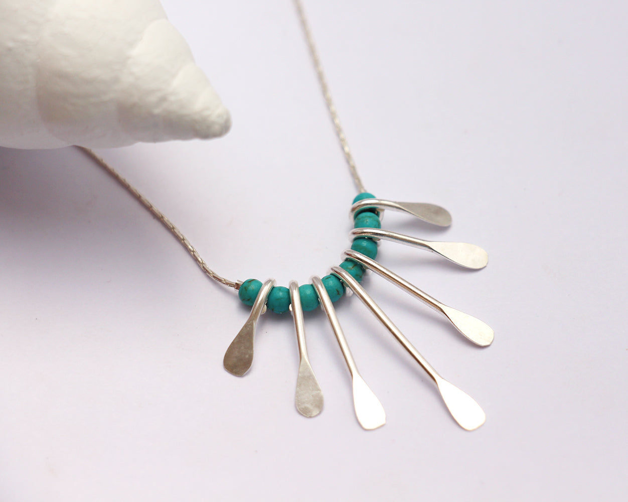 Collier Olympe - Goutte Paddle - Perles Turquoise - Argent 925