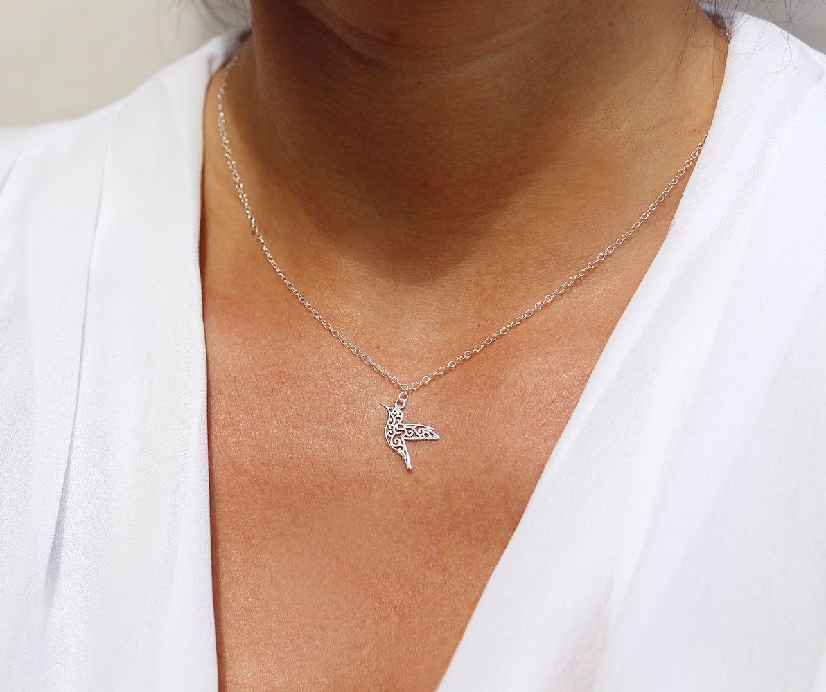 Collier Picaflor - Oiseau colibri - Argent 925