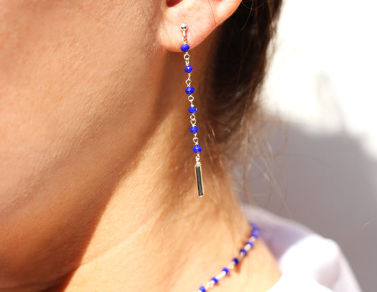 Boucles d'oreilles Bohémia - Pierres Bleu électrique - Argent 925