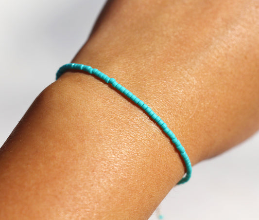 Bracelet Pondichery - Perles Pierre Turquoise - Argent 925