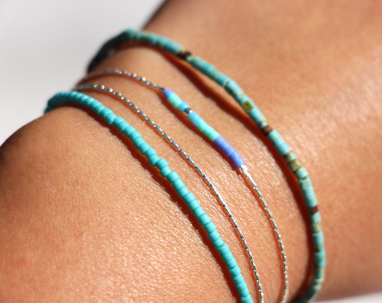 Bracelet Pondichery - Pierres turquoise naturelle bleu-vert - Argent 925