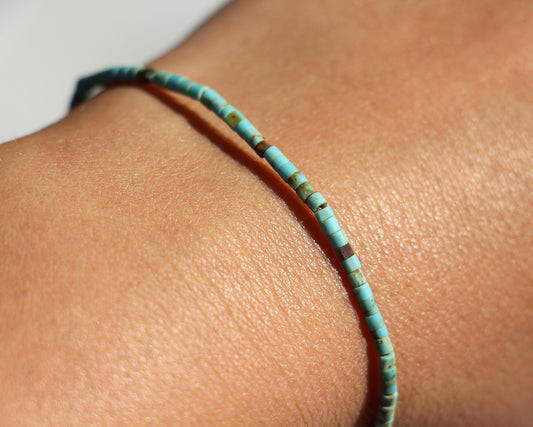 Bracelet Pondichery - Pierres turquoise naturelle bleu-vert - Argent 925