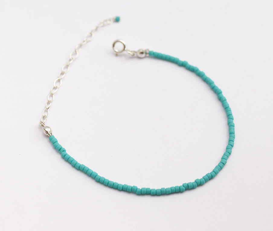 Bracelet Pondichery - Perles Pierre Turquoise - Argent 925