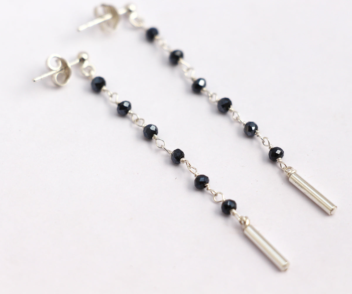 Boucles d'oreilles Bohémia - Pierres Hématite noir - Argent 925