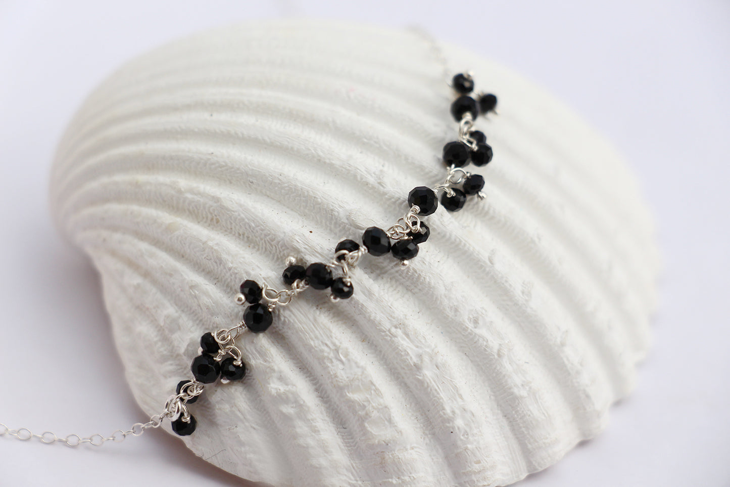 Collier Jaipur - Perles noires - Pierre Spinelle - Argent 925