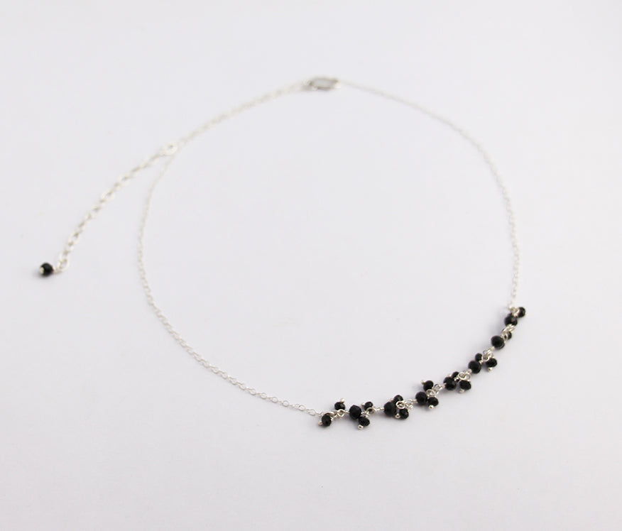 Collier Jaipur - Perles noires - Pierre Spinelle - Argent 925