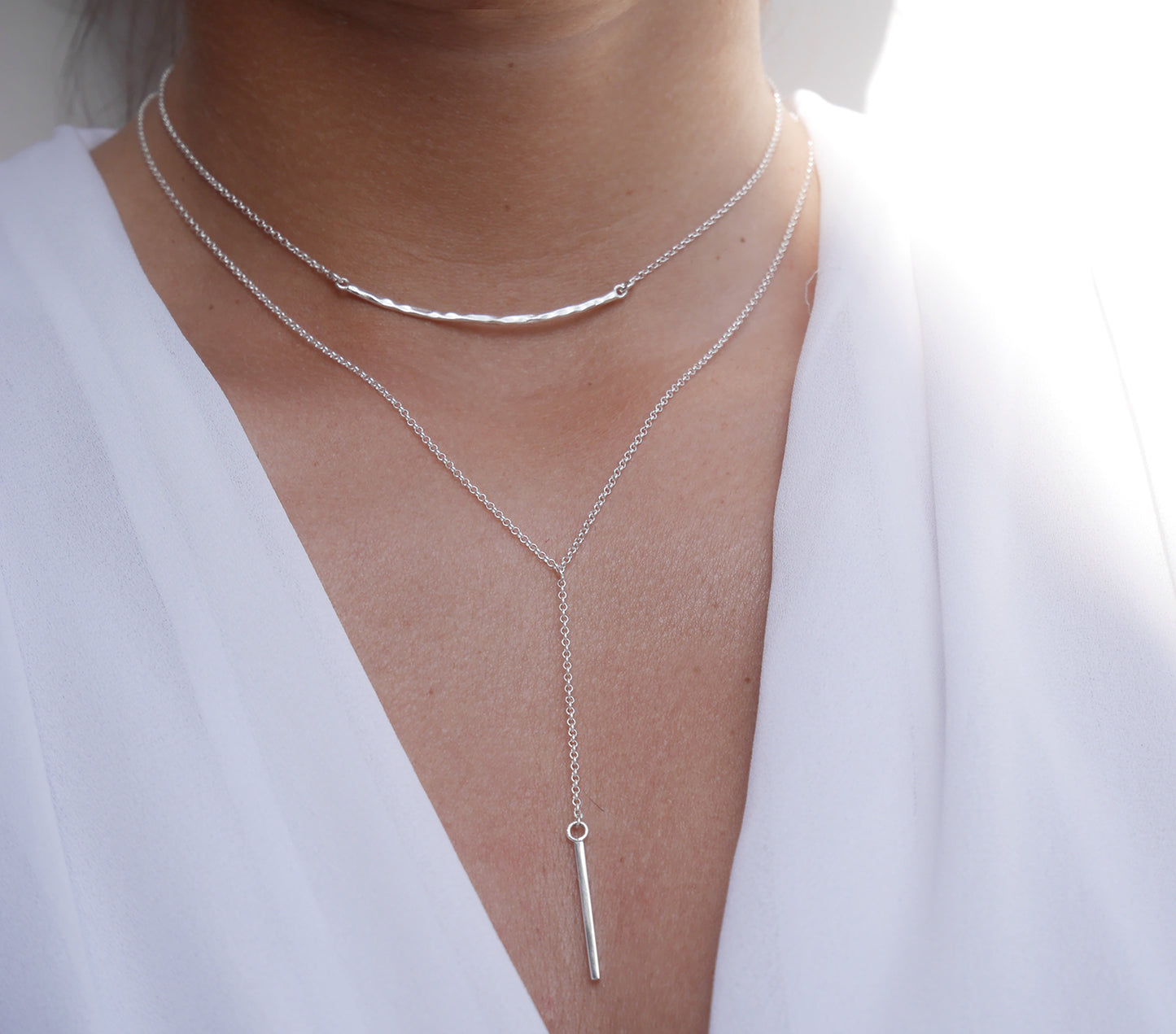 Collier Sierra - Barre martelée - Boho - Argent 925