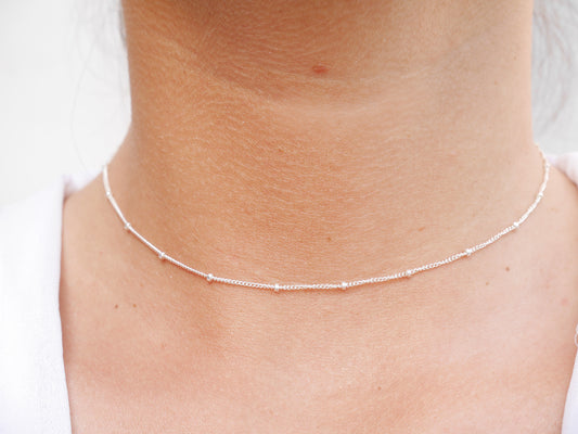 Ras du cou Satélit mini - Choker - Chaîne fine petites boules - Argent 925