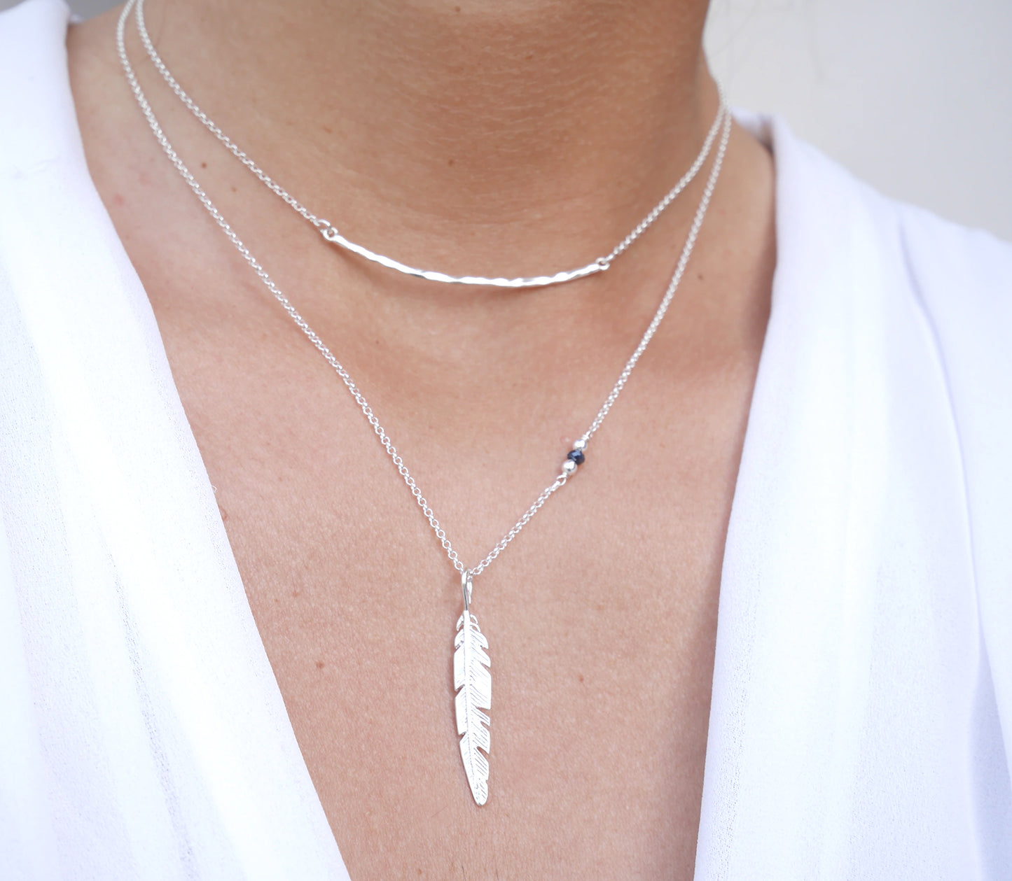 Collier Sierra - Barre martelée - Boho - Argent 925