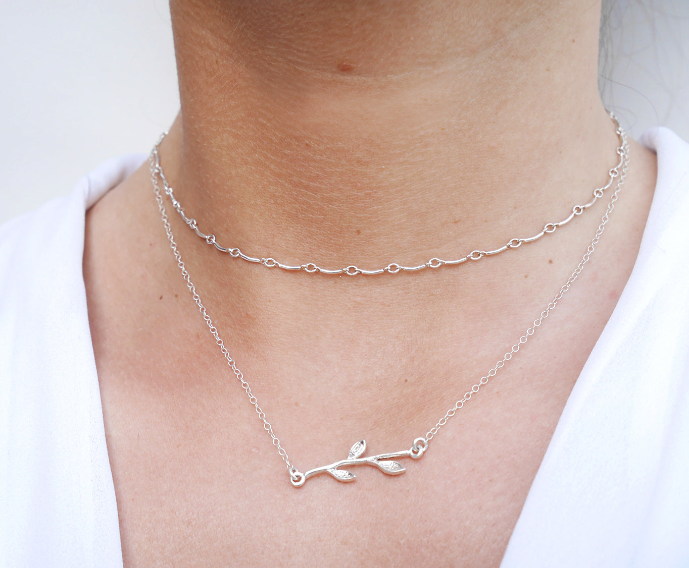 Collier Myosotis - Branches feuilles - Argent 925