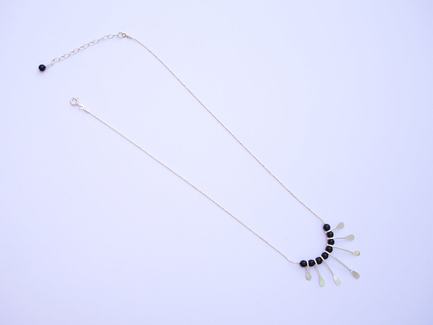 Collier Olympe - Goutte Paddle - Perles noires - Argent 925