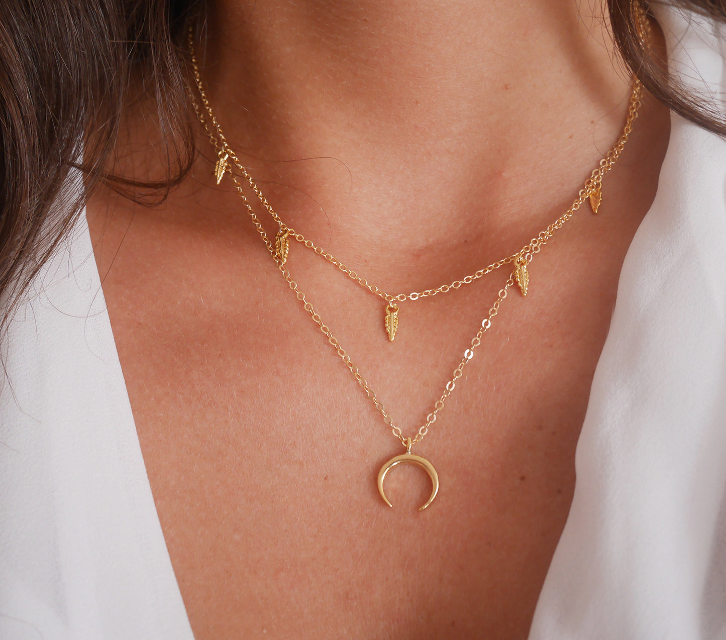 Collier Luna - Croissant de lune - Boho - Plaqué Or