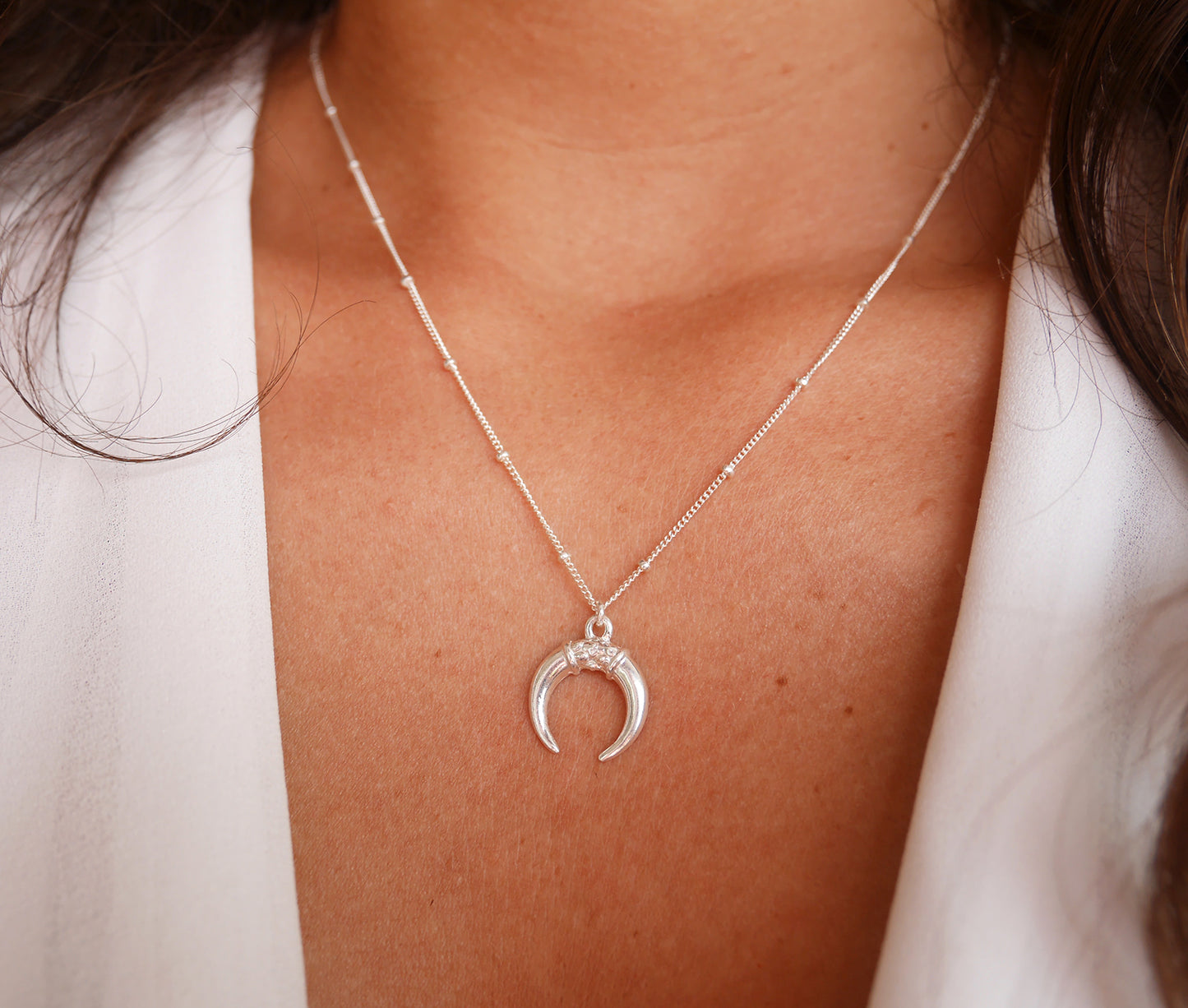 Collier Bohomoon - Croissant de lune - Chaîne satellite - Argent 925