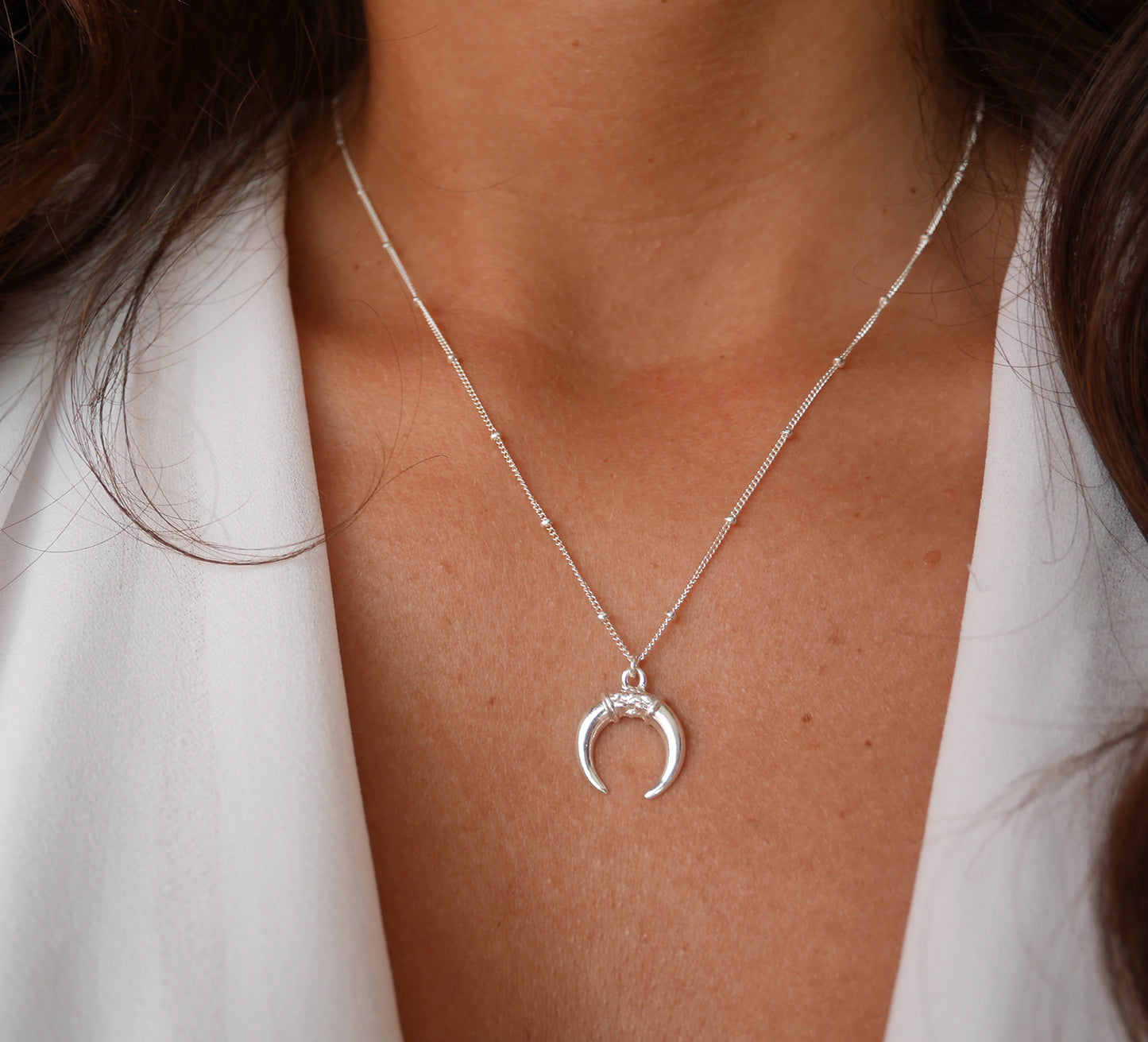 Collier Bohomoon - Croissant de lune - Chaîne satellite - Argent 925