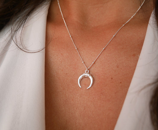 Collier Bohomoon - Croissant de lune - Chaîne satellite - Argent 925