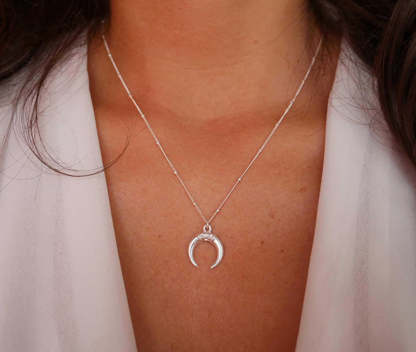 Collier Bohomoon - Croissant de lune - Chaîne satellite - Argent 925