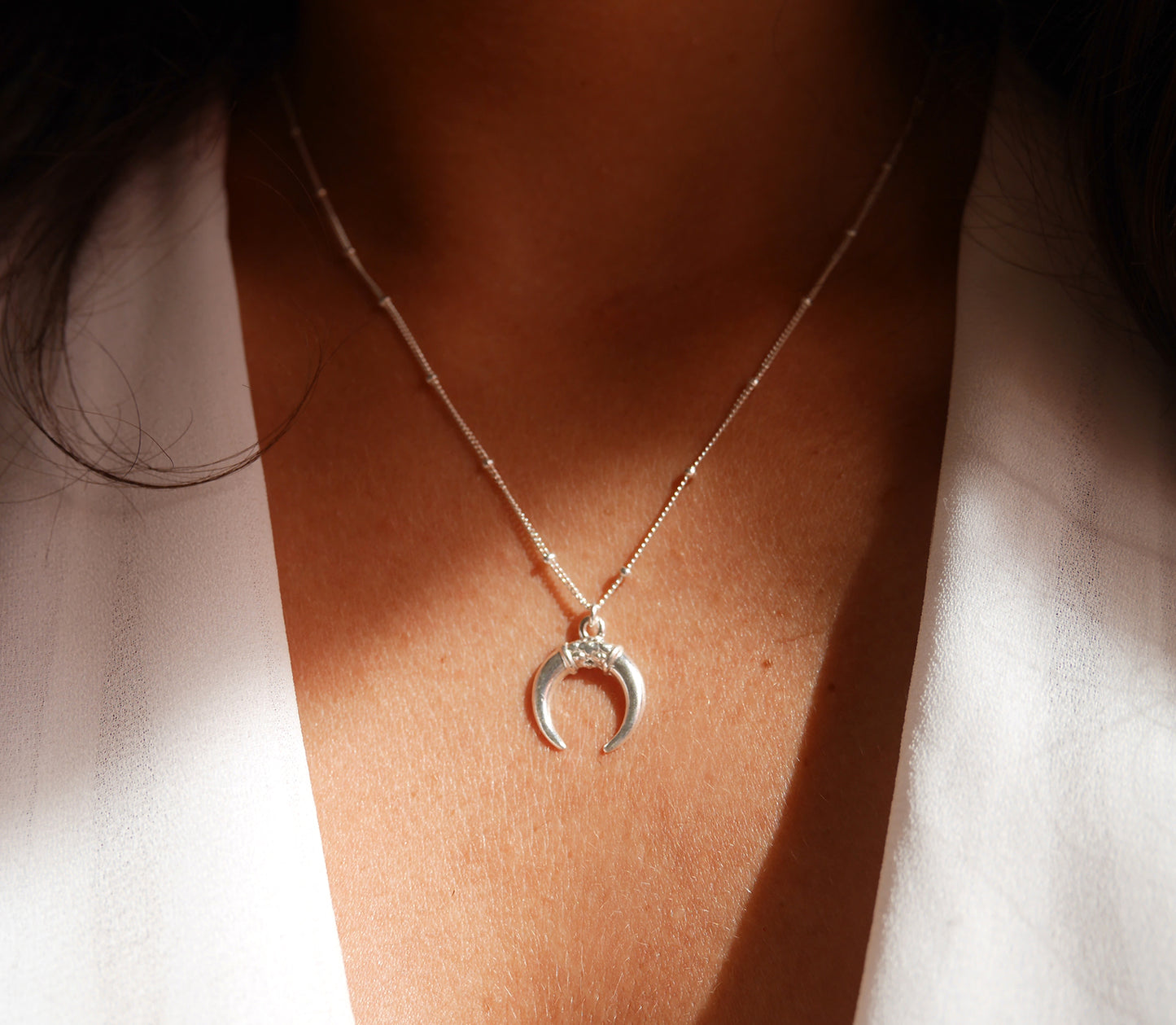 Collier Bohomoon - Croissant de lune - Chaîne satellite - Argent 925