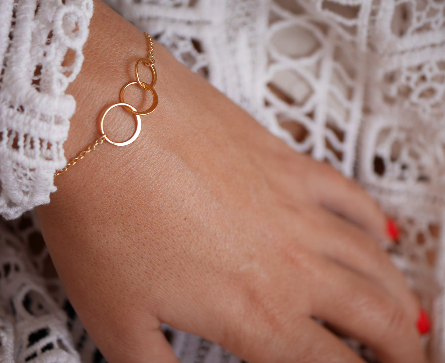 Bracelet Infinity 3 - Trois cercles imbriqués - Amour Infinis - Plaqué Or