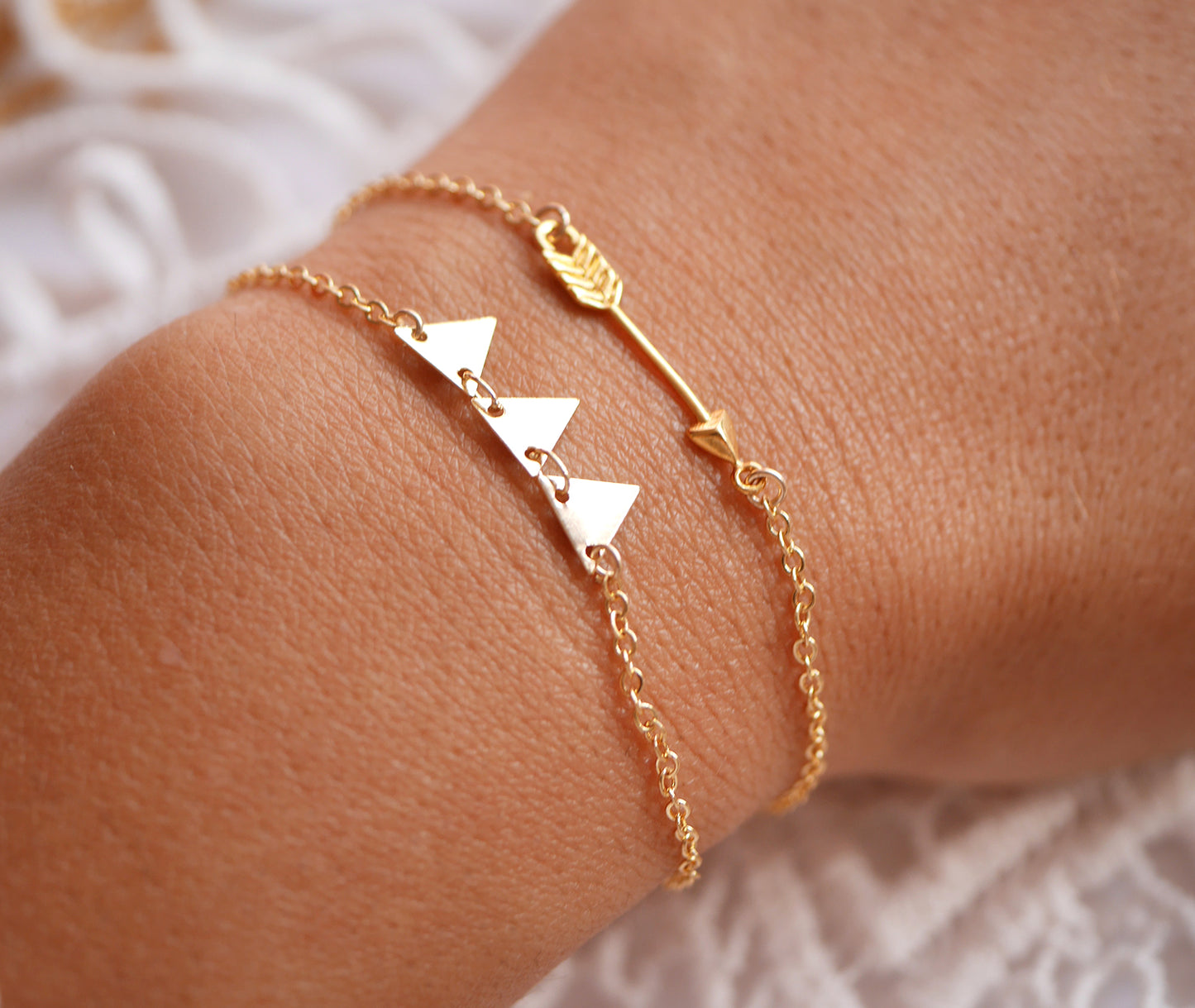 Bracelet Triunghi - Triangles - Géométrique - Plaqué Or