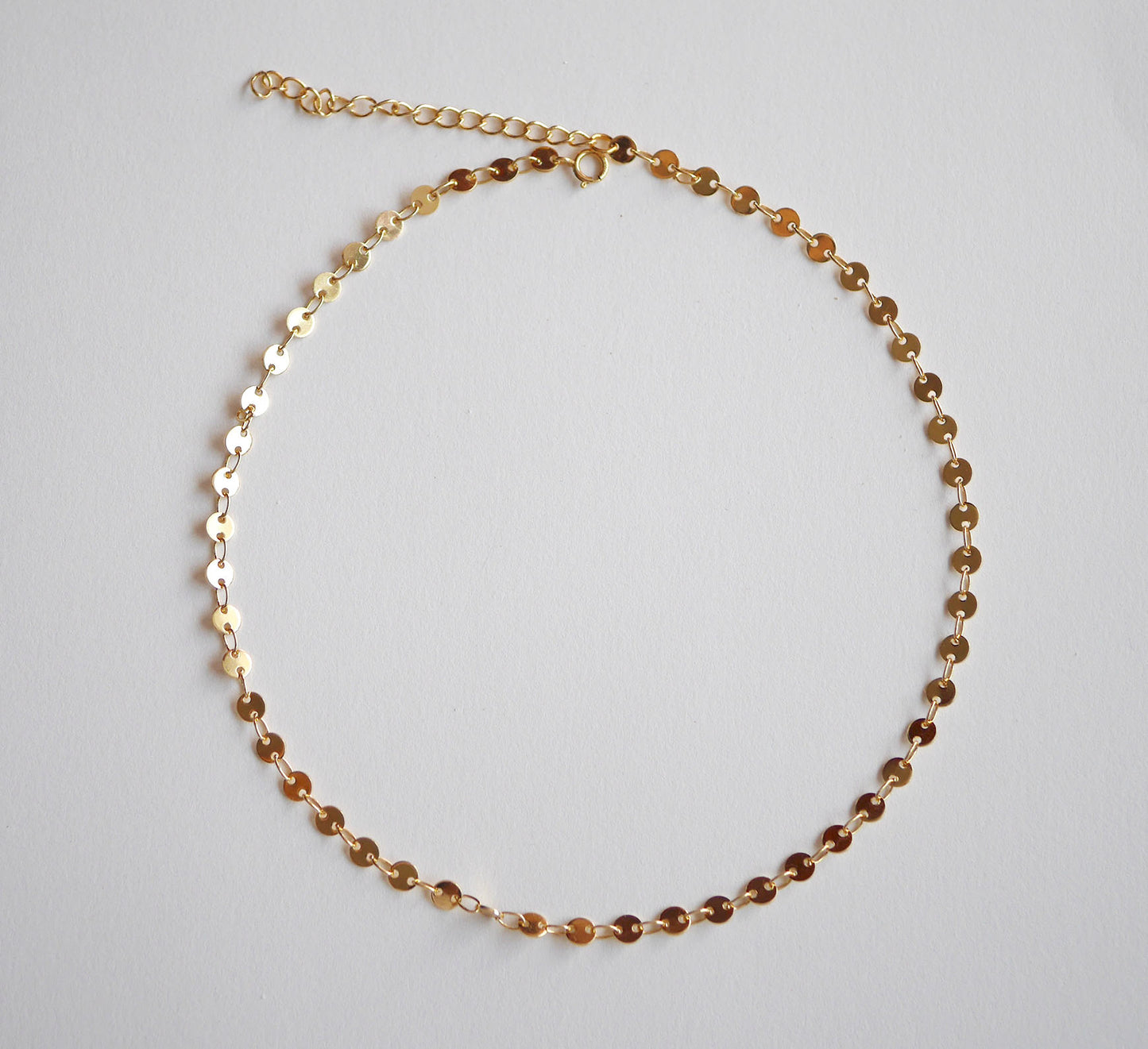 Parure collier + bracelet - Plaqué Or - Chaine de cercles - Doré - Ras de cou - Chocker - Collier court - Bijoux mariage - Minimaliste - Fin