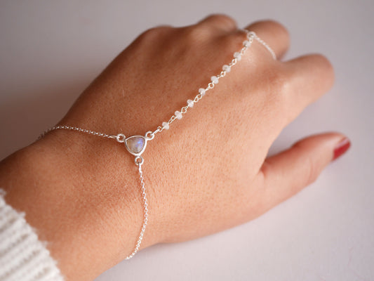 Bijoux de main Moonstone - Pierre de lune transparent - Argent 925