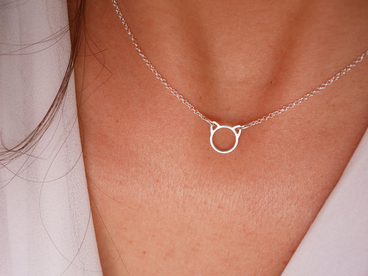 Collier Miaou - Tête de chat - Argent 925