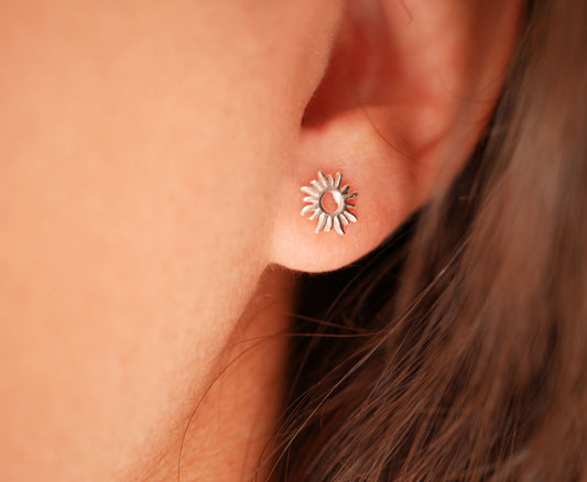 Boucles d'oreille Sunny mini - Puce soleil - Argent 925