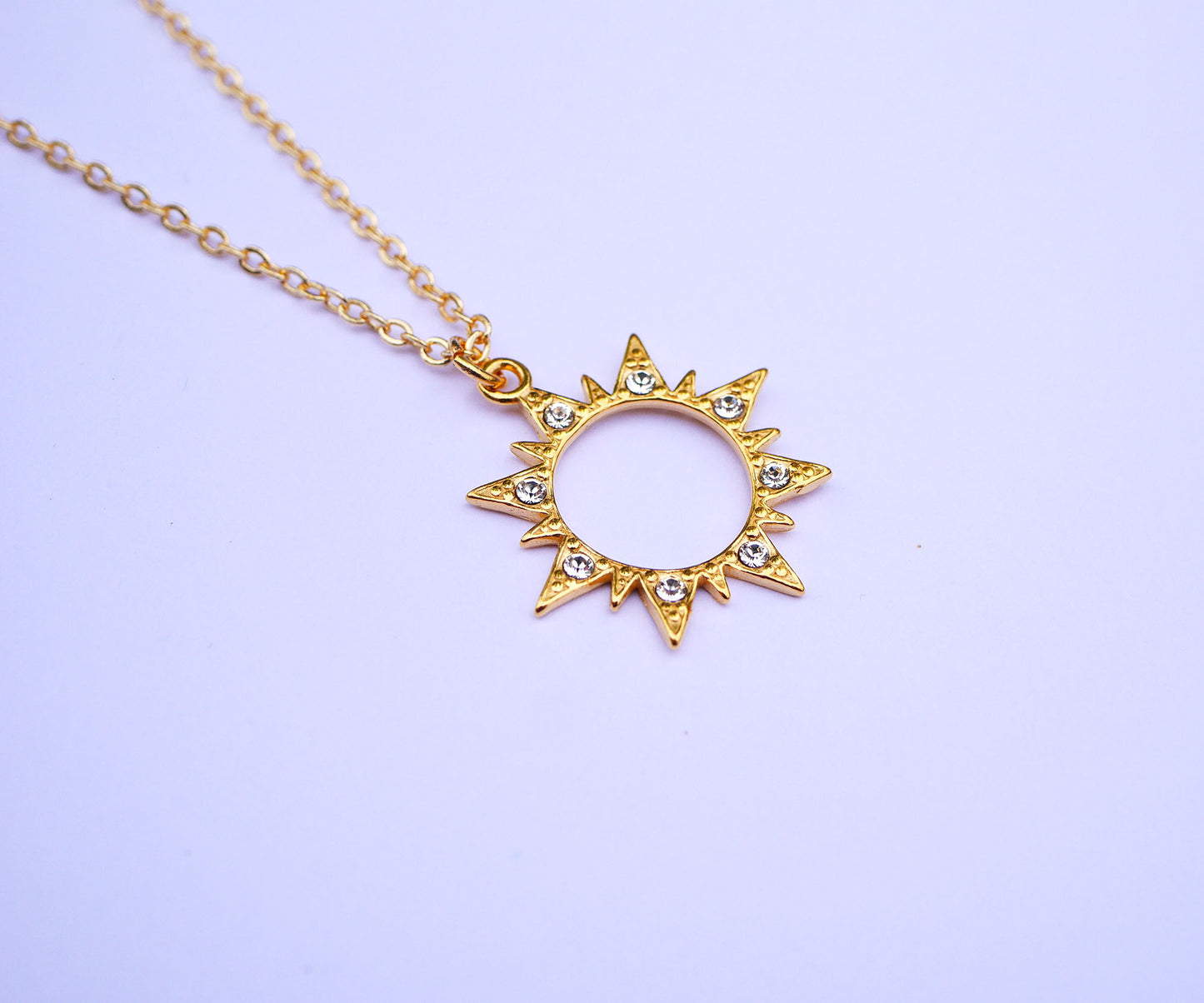 Collier Sunny Diamond - Soleil - Strass brillant transparent - Plaqué Or