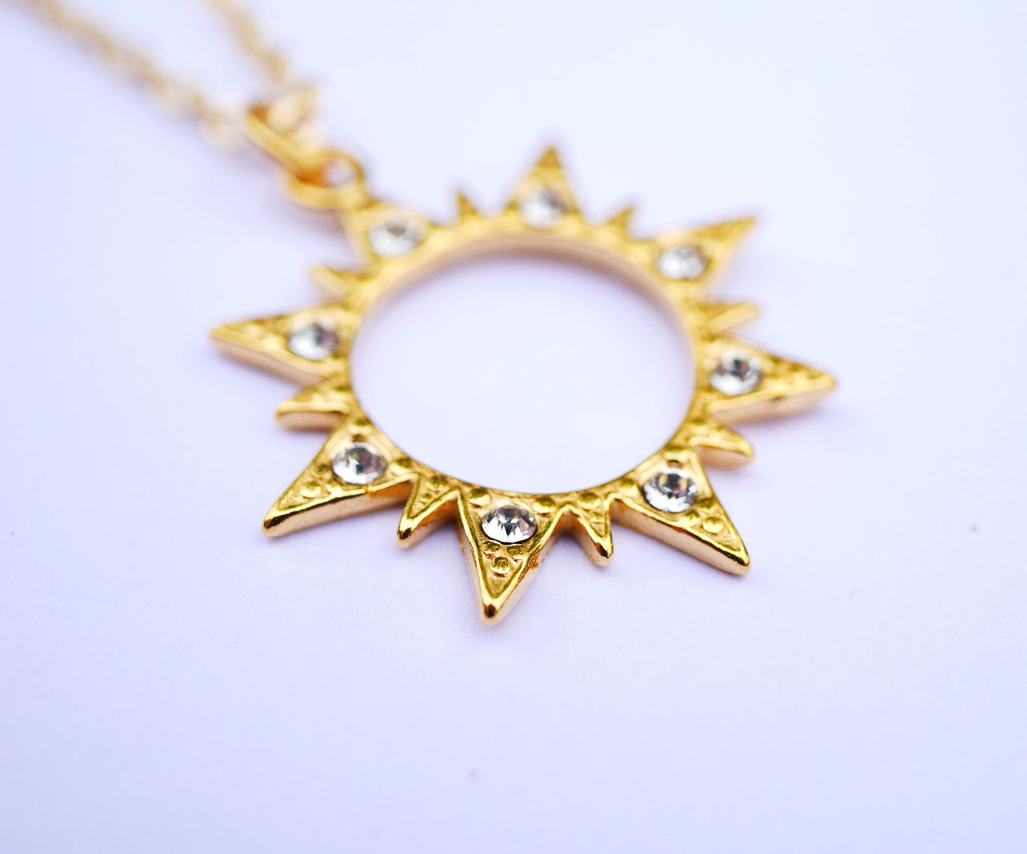 Collier Sunny Diamond - Soleil - Strass brillant transparent - Plaqué Or