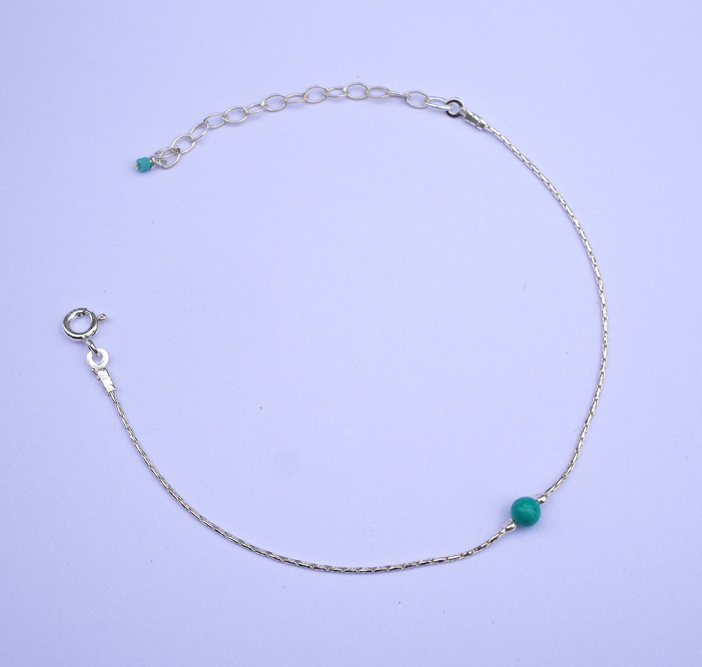 Bracelet Turquoise Pearl - Perle pierre Turquoise - Chaîne serpent - Argent 925