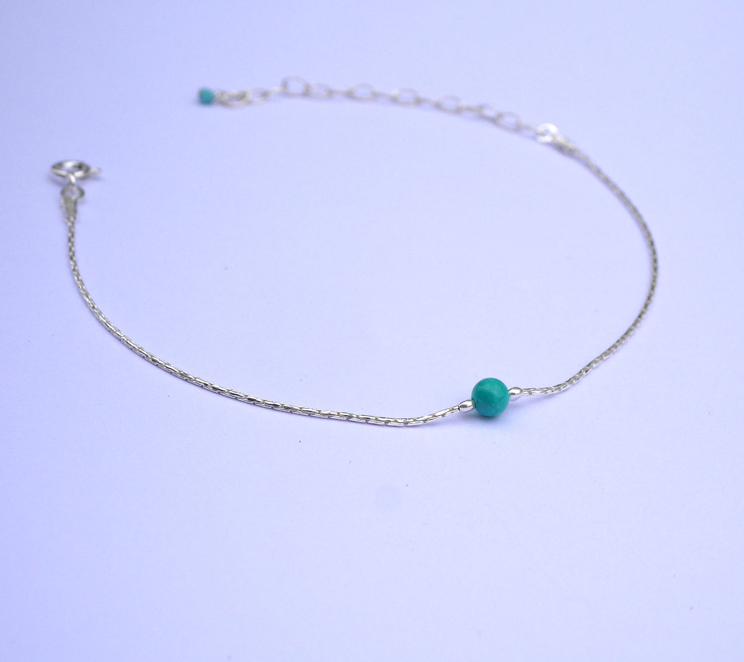 Bracelet Turquoise Pearl - Perle pierre Turquoise - Chaîne serpent - Argent 925