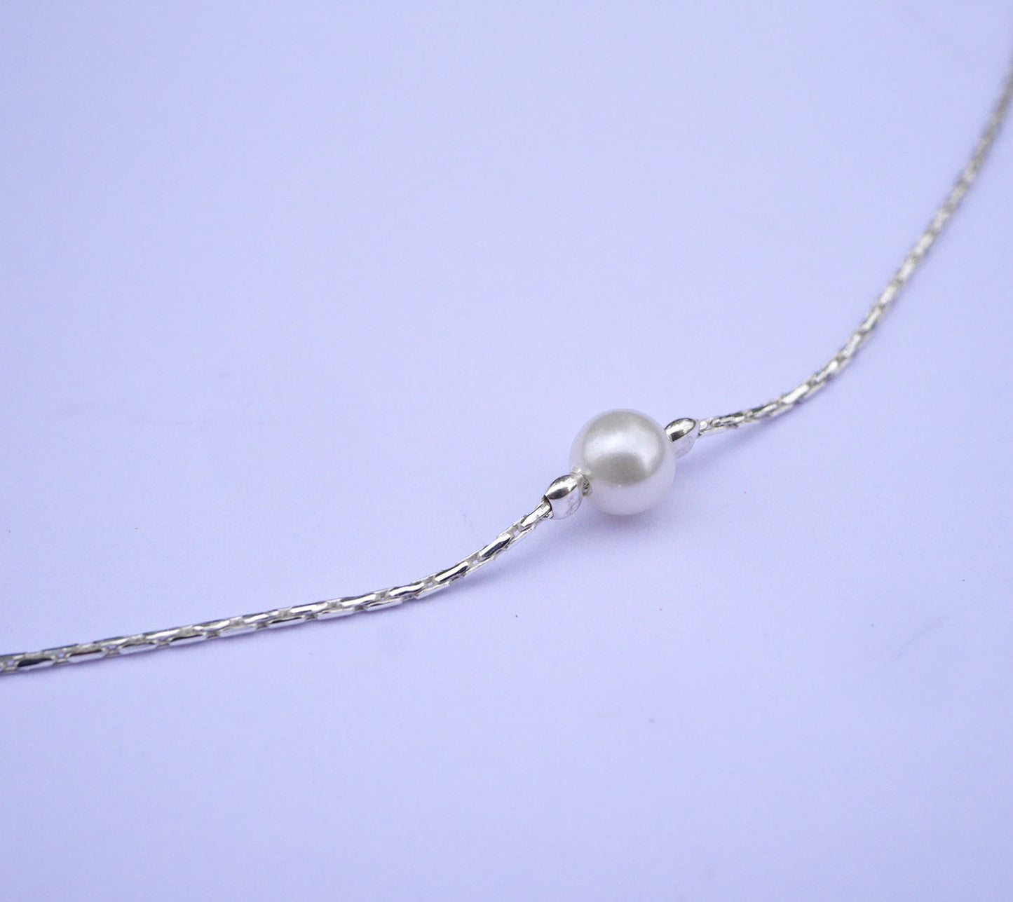 Collier White Pearl - Perles d'eau douce blanche - Chaîne serpent - Argent 925