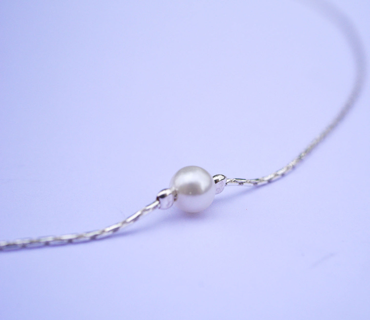 Collier White Pearl - Perles d'eau douce blanche - Chaîne serpent - Argent 925