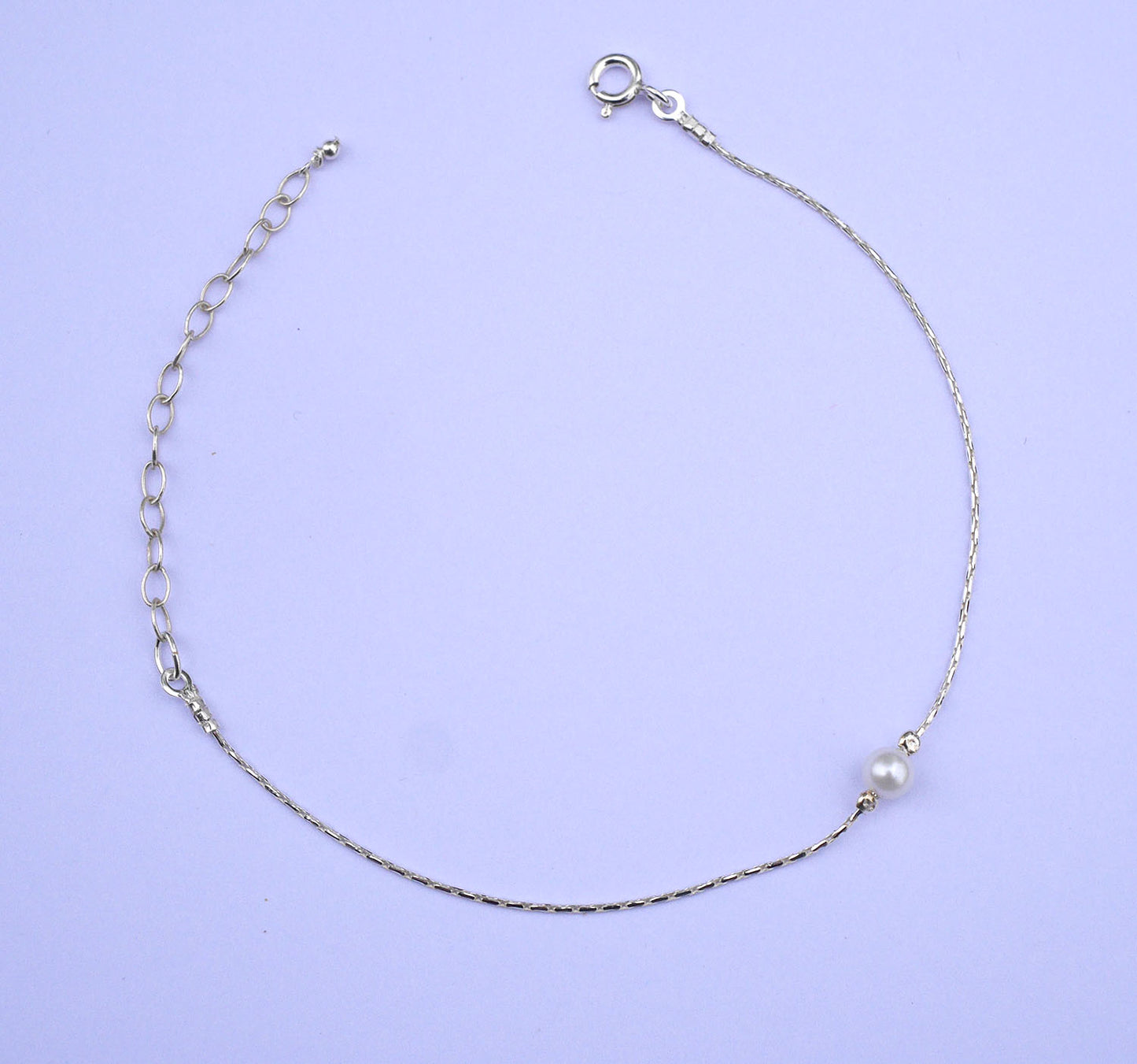 Bracelet White Pearl - Perle d'eau douce blanche - Chaîne serpent - Argent 925