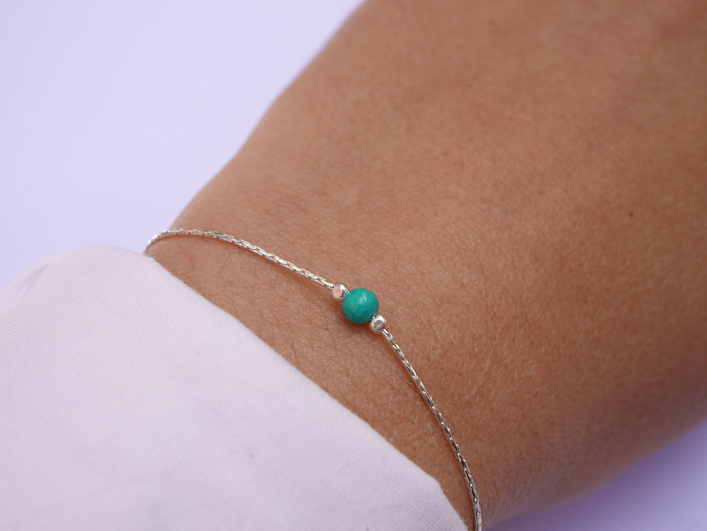 Bracelet Turquoise Pearl - Perle pierre Turquoise - Chaîne serpent - Argent 925