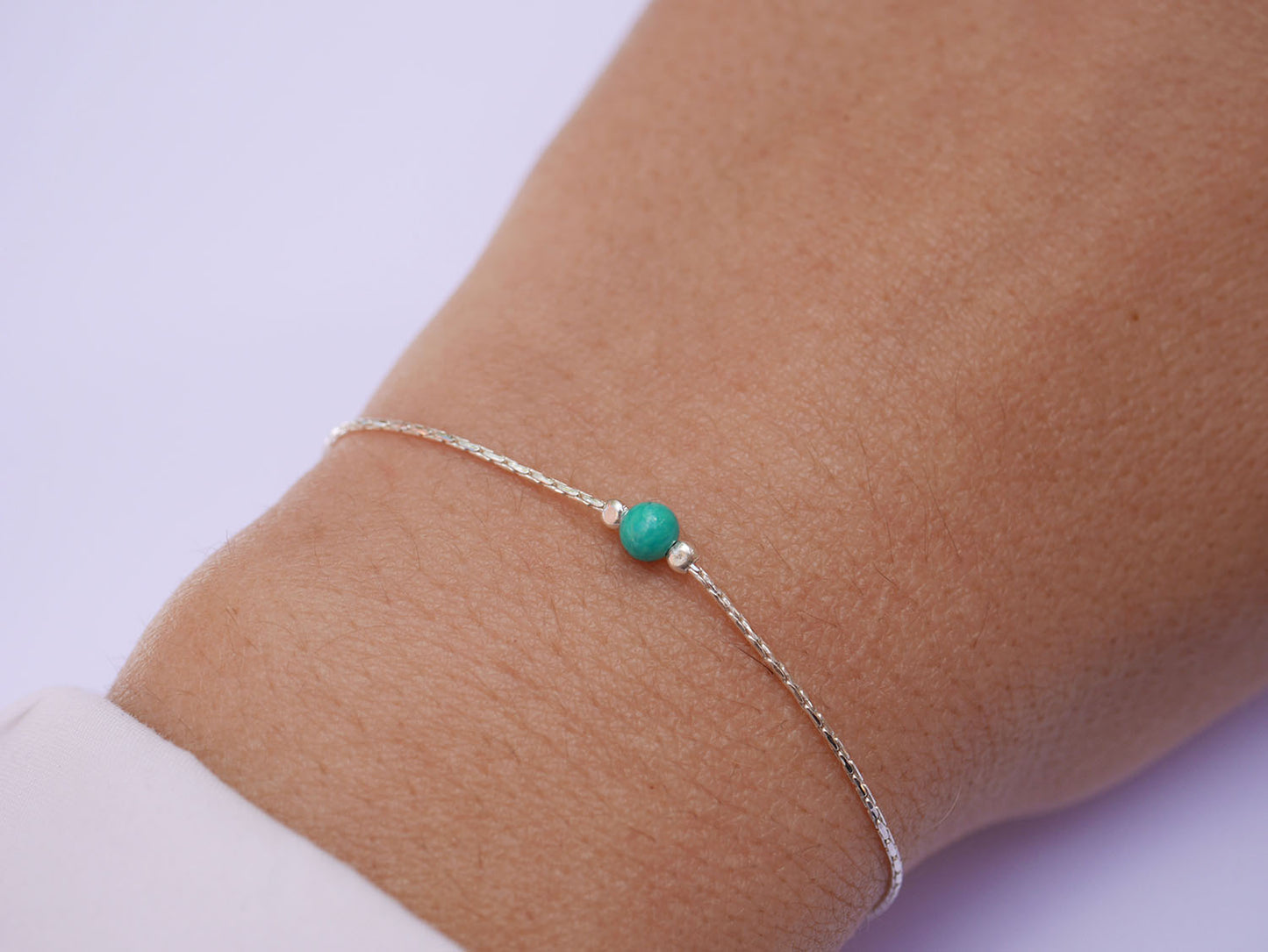 Bracelet Turquoise Pearl - Perle pierre Turquoise - Chaîne serpent - Argent 925