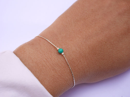 Bracelet Turquoise Pearl - Perle pierre Turquoise - Chaîne serpent - Argent 925