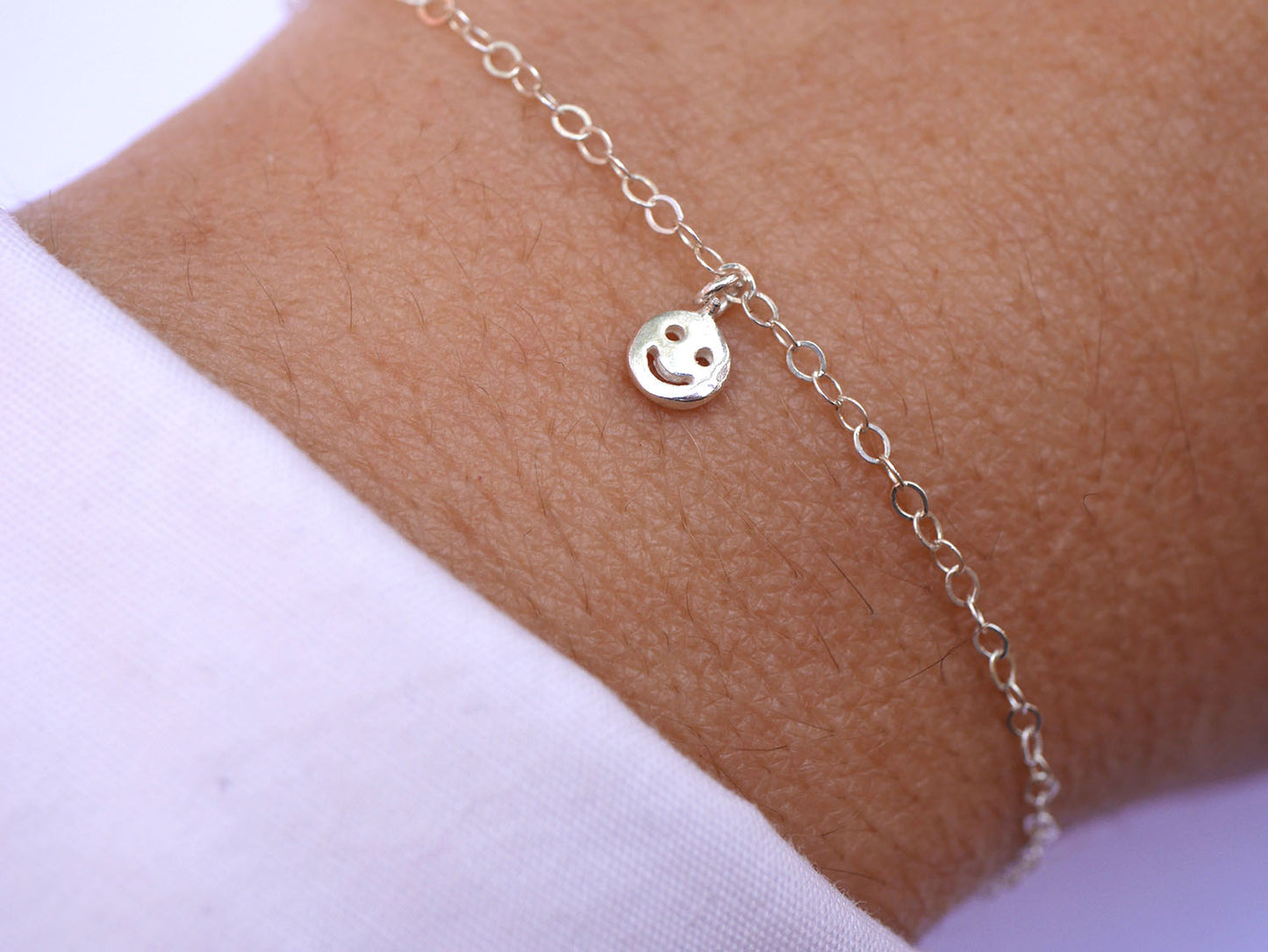 Bracelet Smile - Emoticone sourire content - Bonne humeur - Argent 925