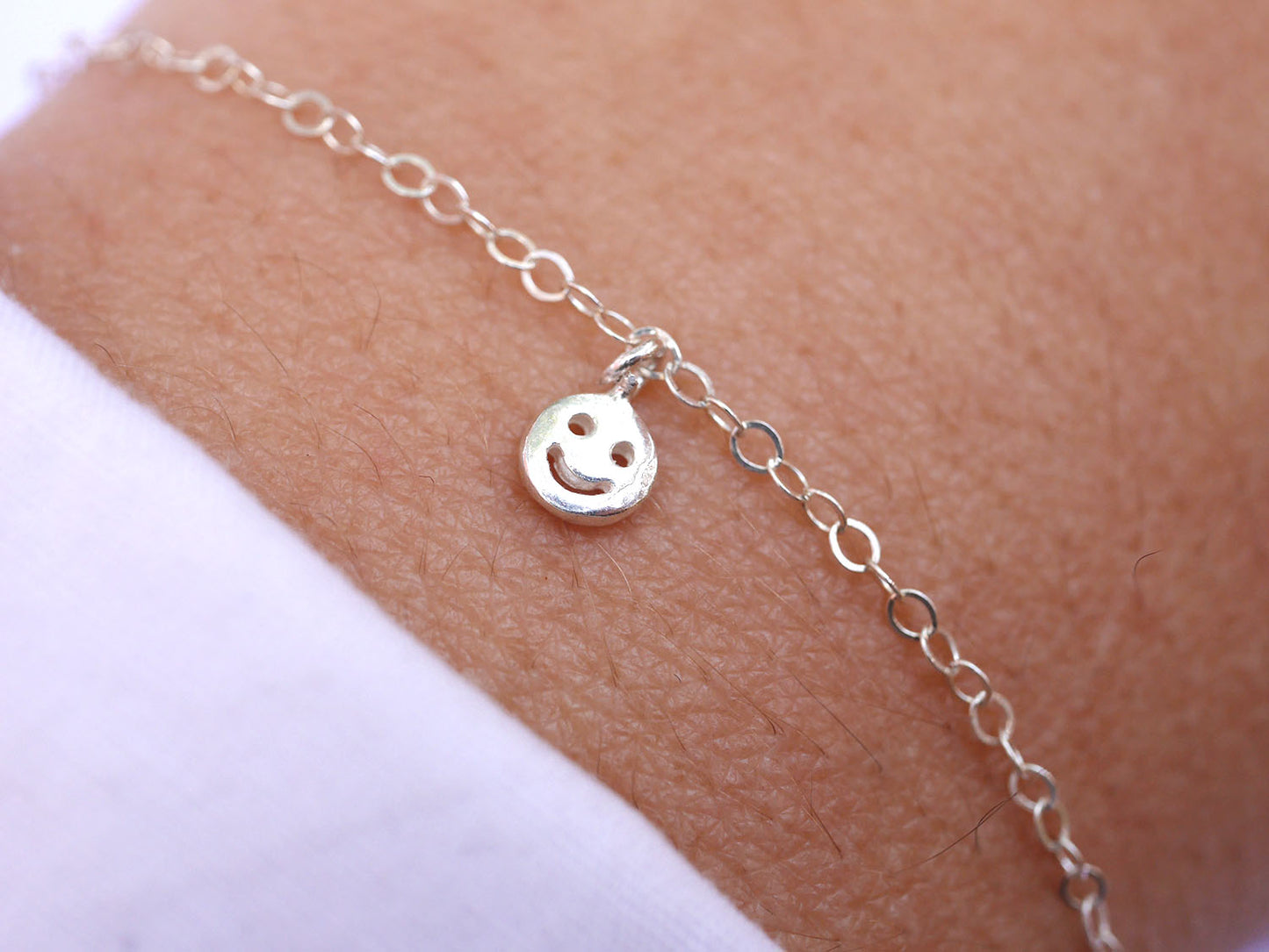 Bracelet Smile - Emoticone sourire content - Bonne humeur - Argent 925