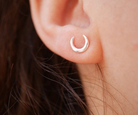 Boucles d'oreille Luna - Puce croissant de lune - Argent 925