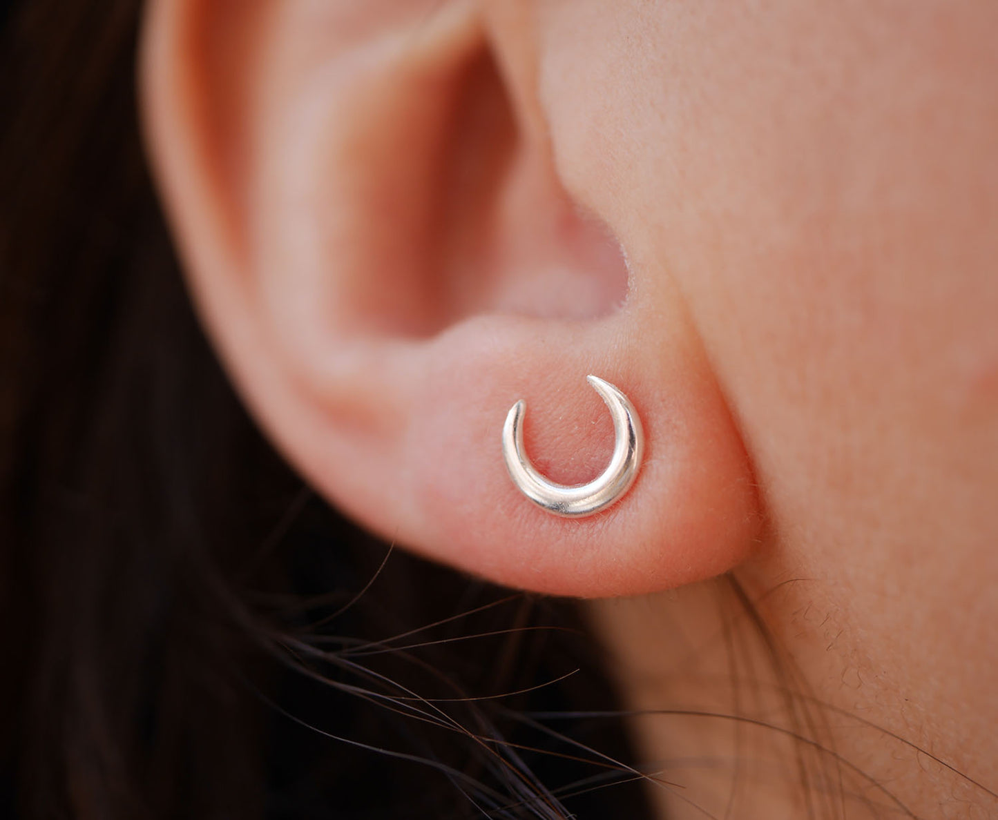 Boucles d'oreille Luna - Puce croissant de lune - Argent 925