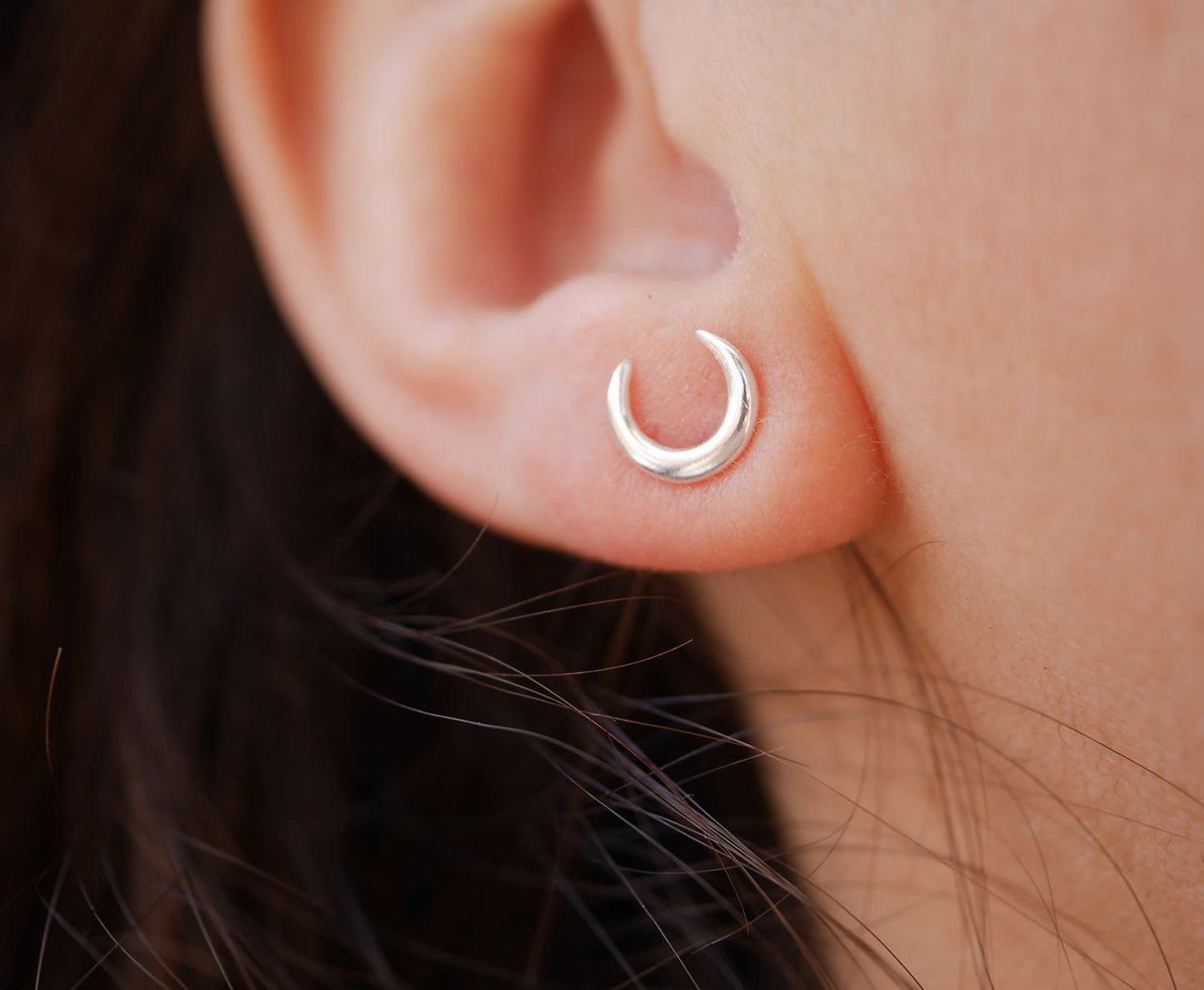 Boucles d'oreille Luna - Puce croissant de lune - Argent 925