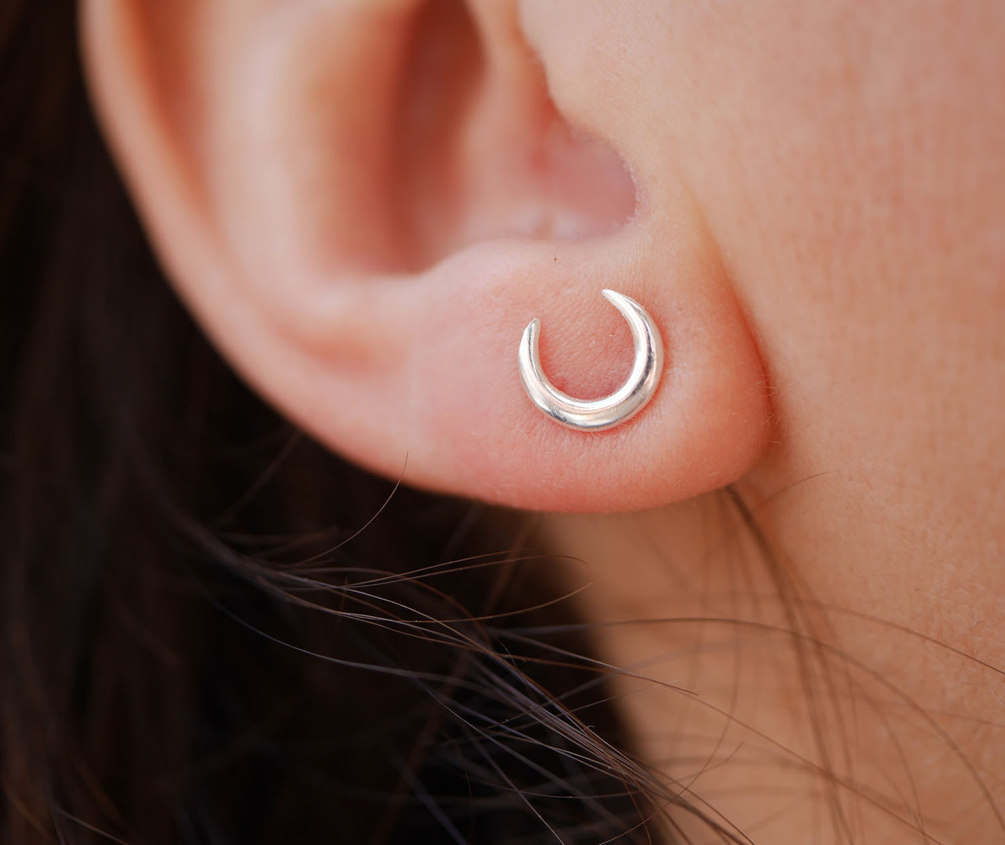 Boucles d'oreille Luna - Puce croissant de lune - Argent 925