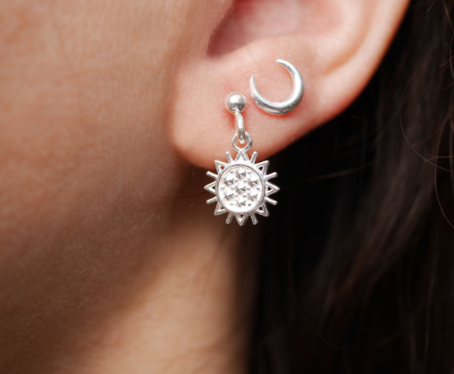 Boucles d'oreille Luna - Puce croissant de lune - Argent 925