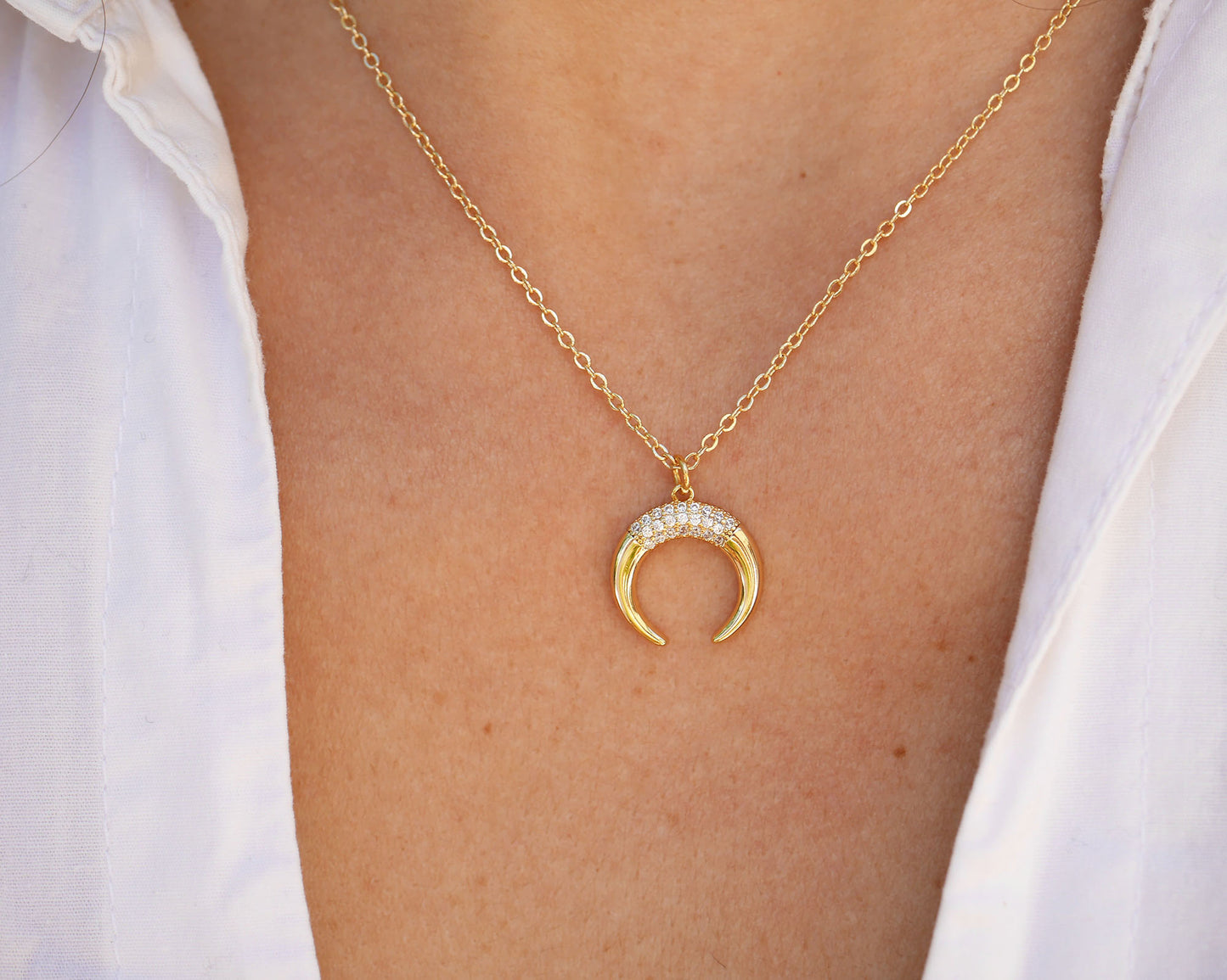 Collier Luna Diamond - Croissant de lune - Plaqué Or